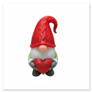 Ein Valentinswichtel der ein Herz in den Händen hält.<br />Details:<br />Rote Mütze<br />Rotes Herz<br />Beige Nase<br />Weißer Bart<br />Grüner Mantel<br />Graue Handschuhe und Stiefel<br />Gedruckt mit 0,4 mm Düse