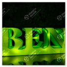 Auf einem Sockel gedruckte Buchstaben "Ben".<br />Von innen einfarbig gelb beleuchtet.<br />Grünes Filament.<br />Gedruckt mit 0,4 mm Düse
